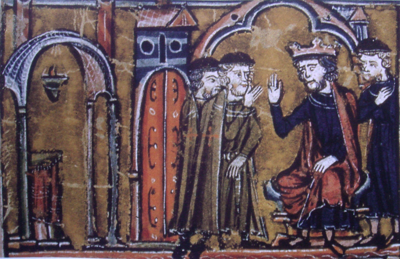 Baldovino II cede la sede del Tempio di Salomone a Hugues de Payns e Gaudefroy de Saint Homer