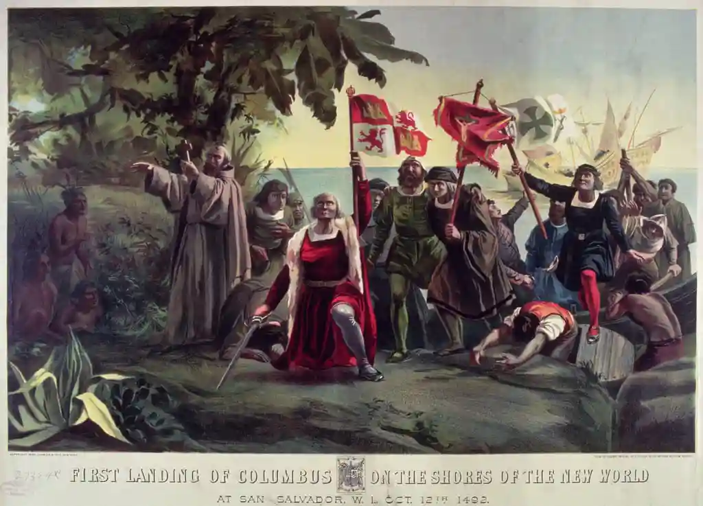 Christopher Columbus first landing on the Shores of the New World at San Salvador October 12th 1492