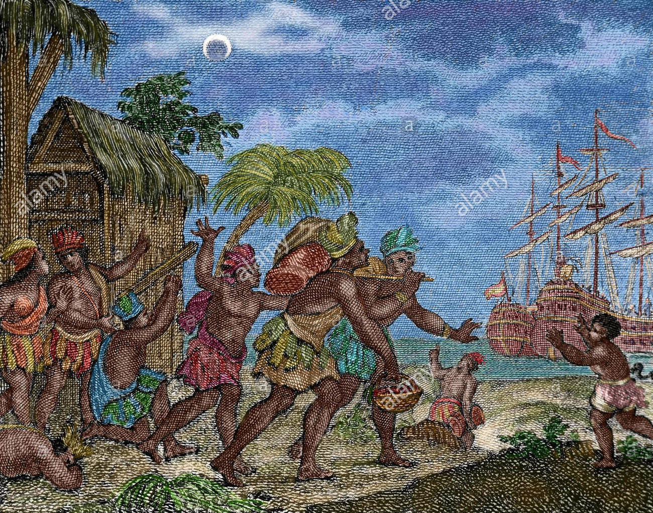Christopher Columbus with native americans Giamaica