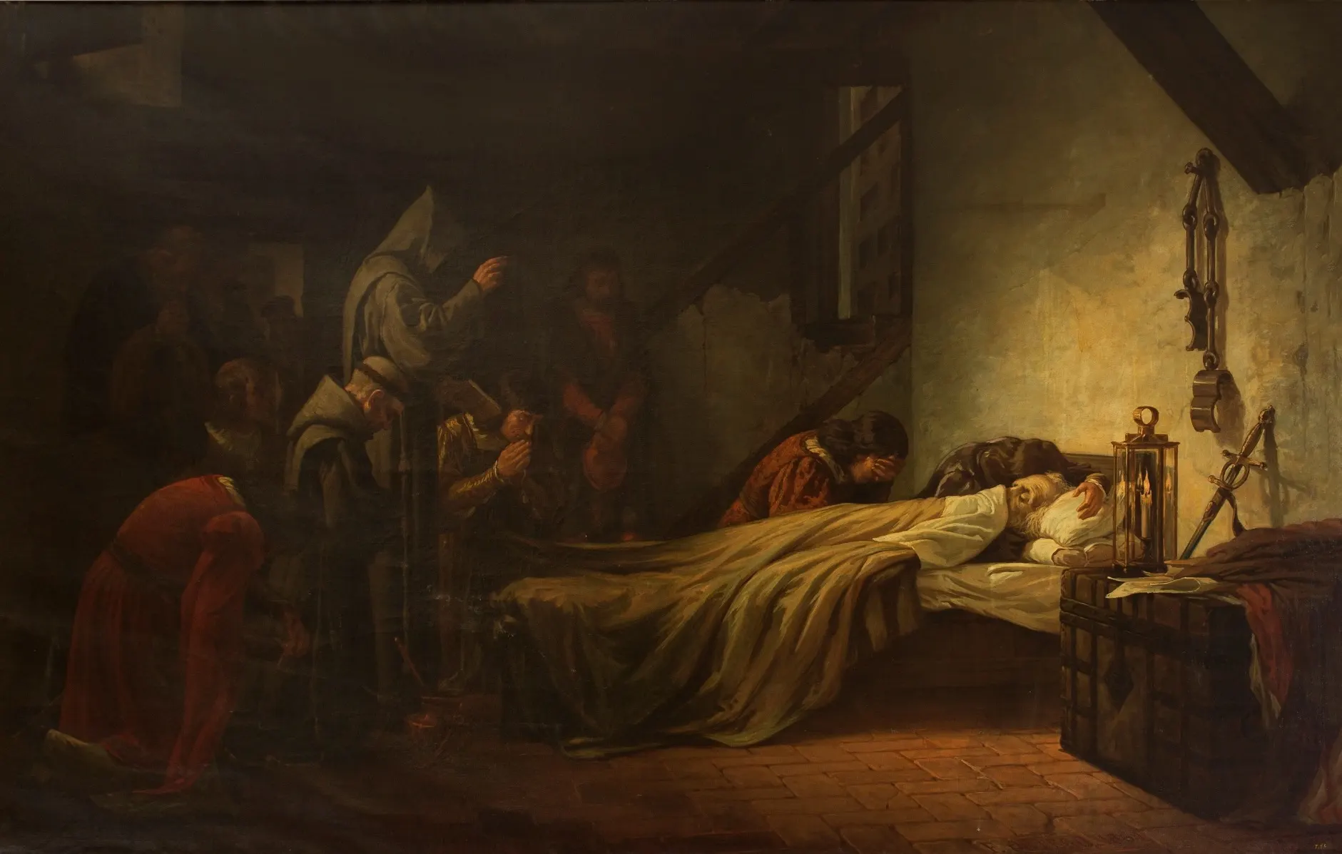 Cristobal Colon Muerte de en una pintura de mediados del siglo XIX de Francisco Ortego Museo del Prado