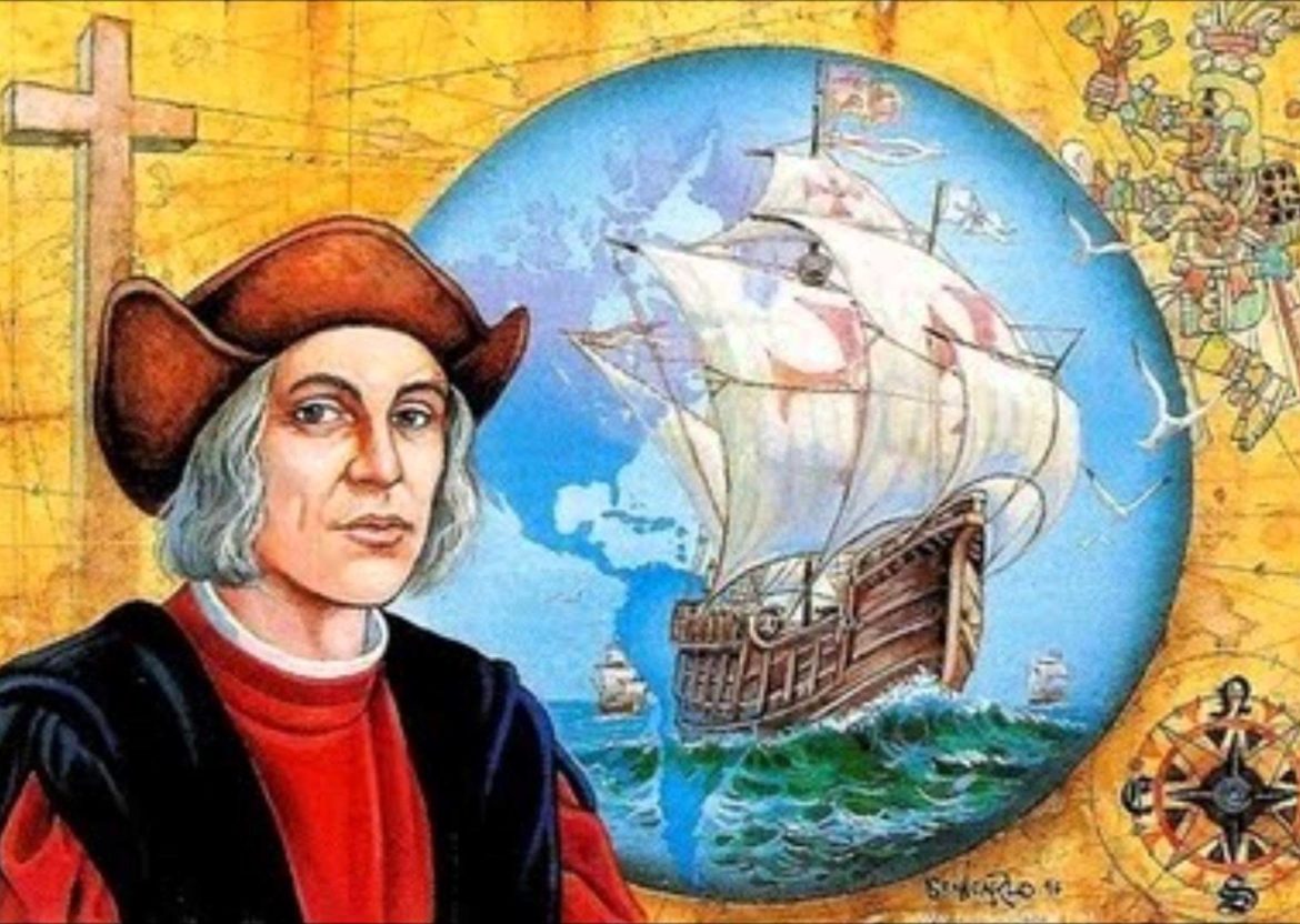 Cristoforo Colombo illustrazione con nave