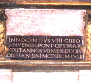 Innocenzo VIII tomba lapide
