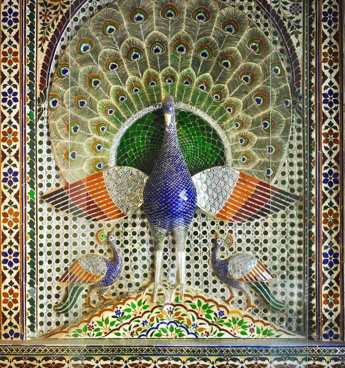 Peacock mosaic at Mor Chowk Udaipur City palace Rajasthan