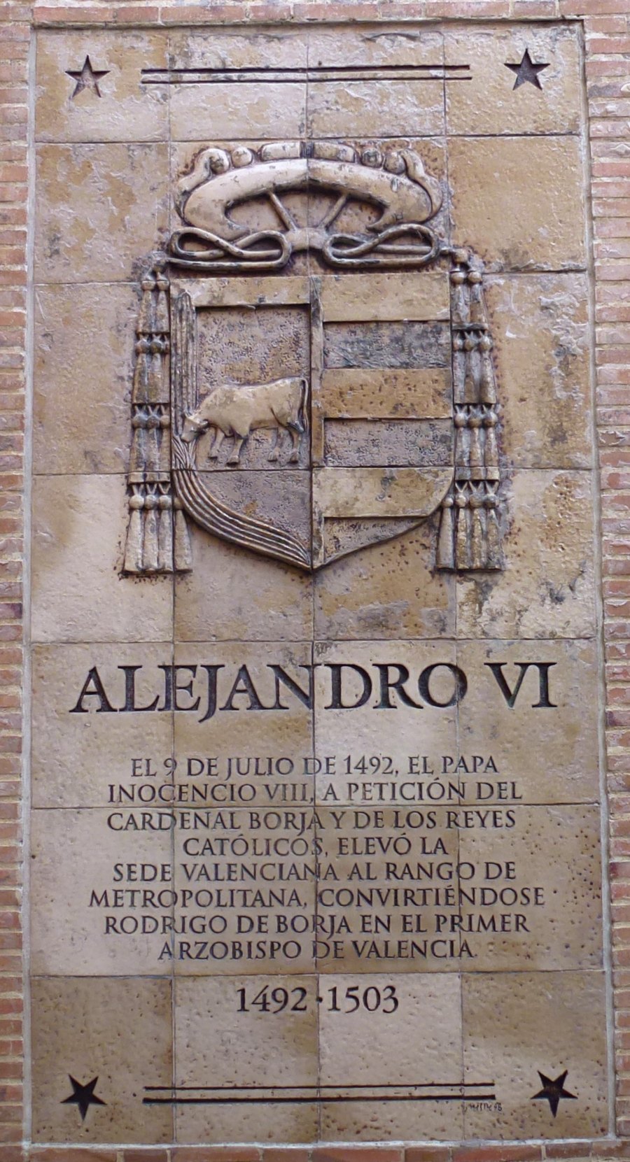 Plaque Borja Valencia Alejandro VI