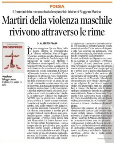 Ruggero Marino - Il Tempo - articolo poesia Crocifisse 20 agosto 2023