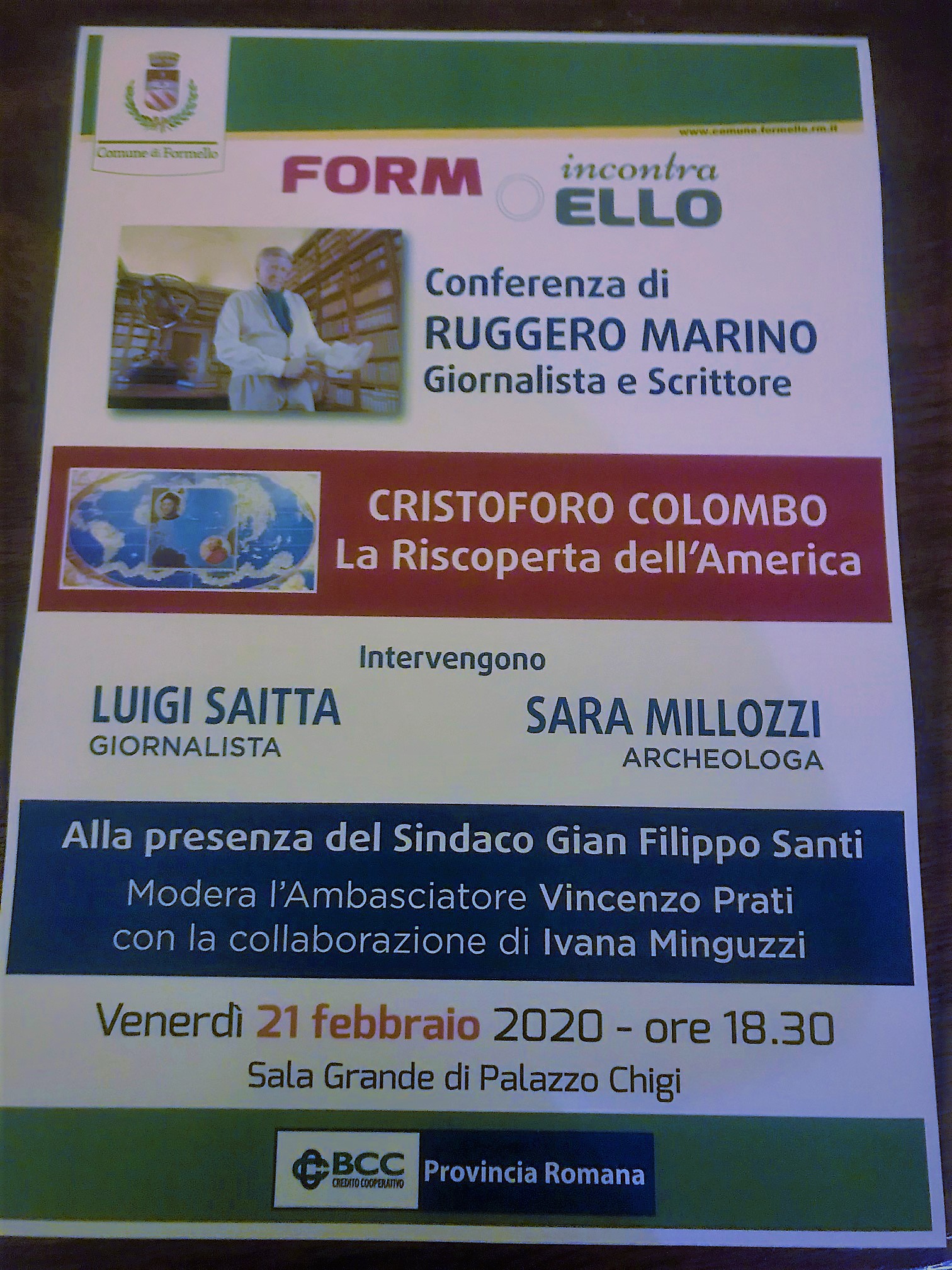 A FORMELLO CONFERENZA SULLA "RISCOPERTA DELL'AMERICA"