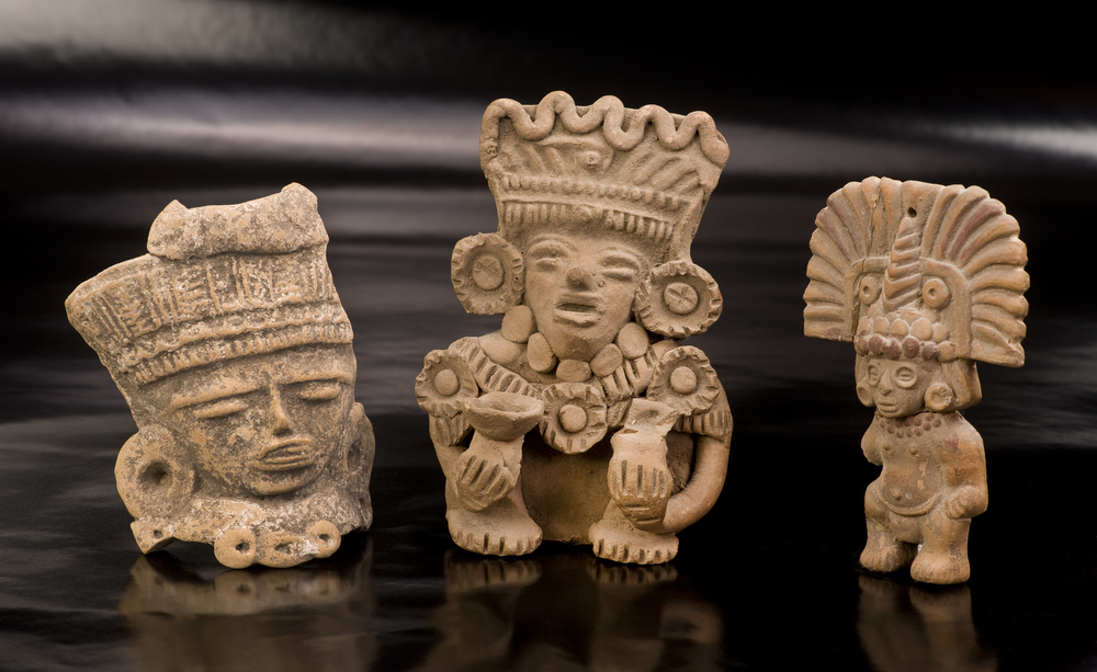 Three Pre Columbian Warriors Statues made around 600 AD