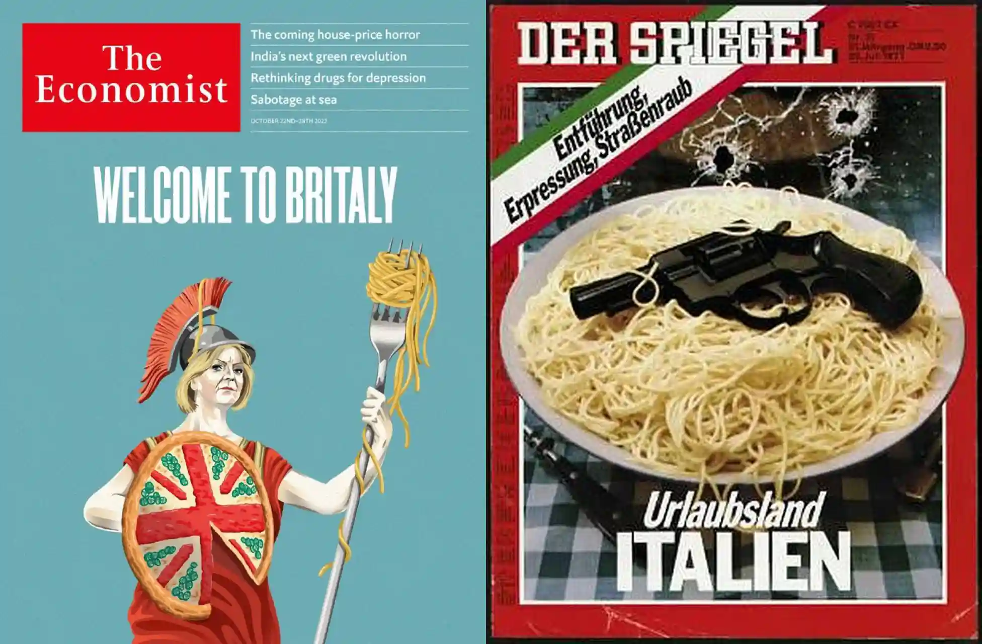 The Economist BrItaly politica vignetta Italia - Der Spiegel urlaubsland Italien