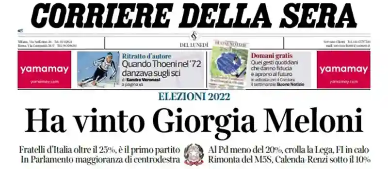 elezioni Italia 2022 vince Giorgia Meloni
