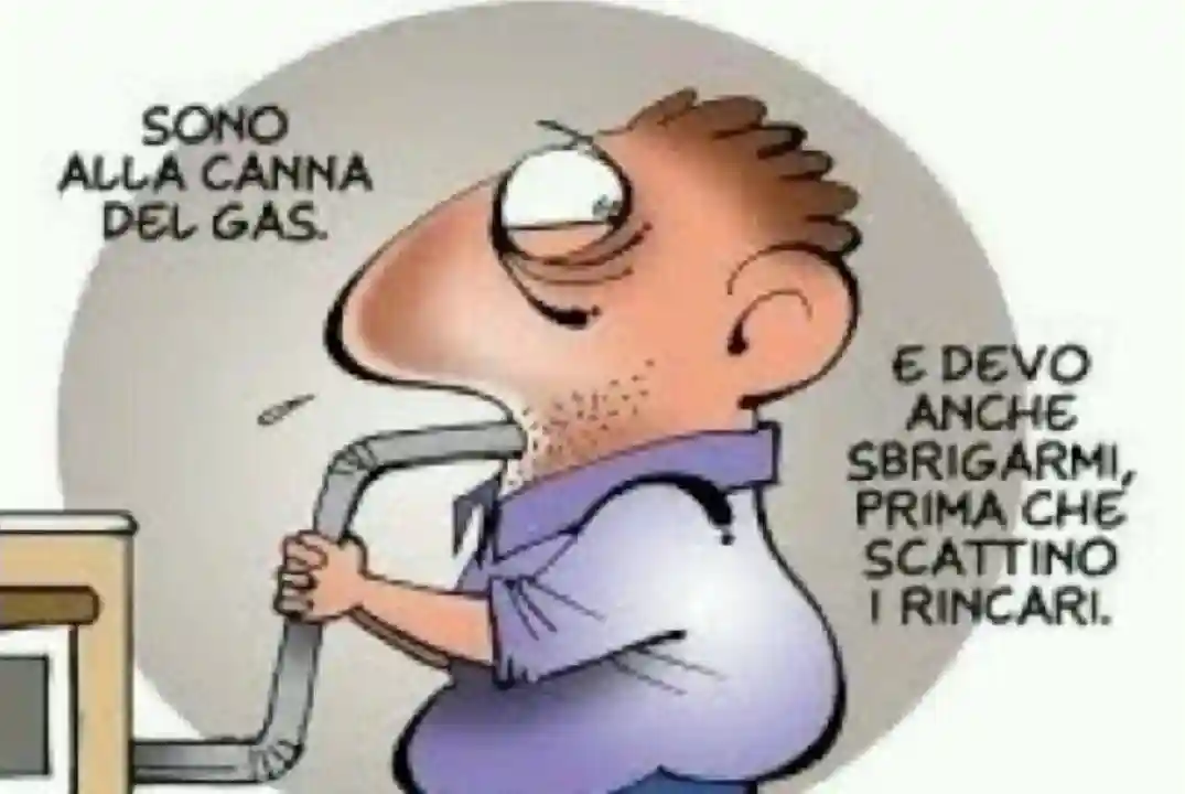 Vignetta satirica sulla situazione italiana con il Gas