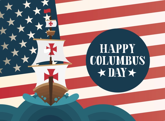 caravella di Colombo con bandiera USA Columus Day