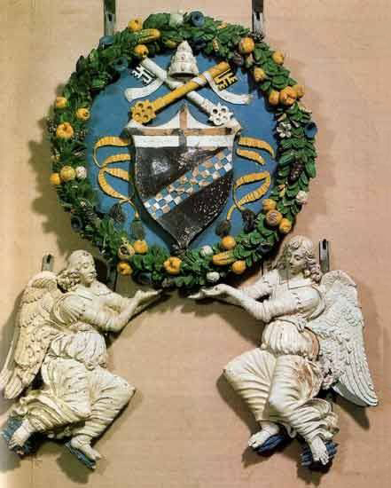 ceramica invetriata Domenico Buglioni stemma Papa Innocenzo VIII