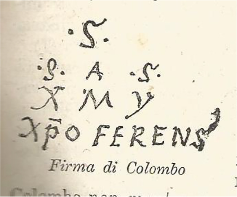 UN’INTERPRETAZIONE DELLA FIRMA MISTERIOSA DI COLOMBO