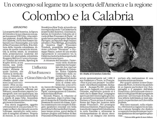 LA MATRICE MERIDIONALISTICA DI CRISTOFORO COLOMBO