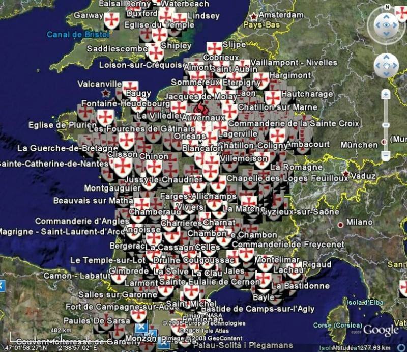 mappa cavalieri templari Francia 2