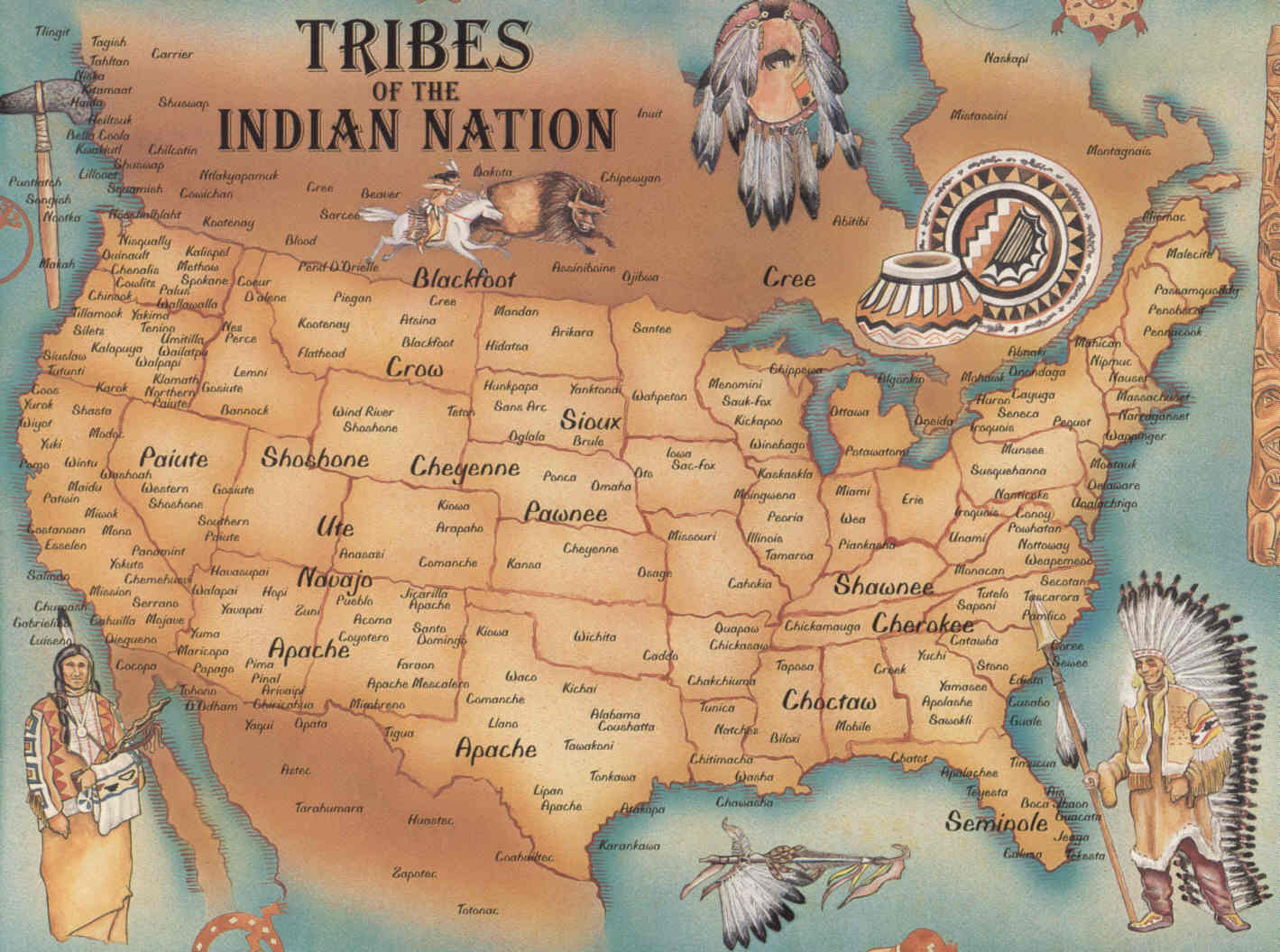 mappa delle tribu della nazione indiana