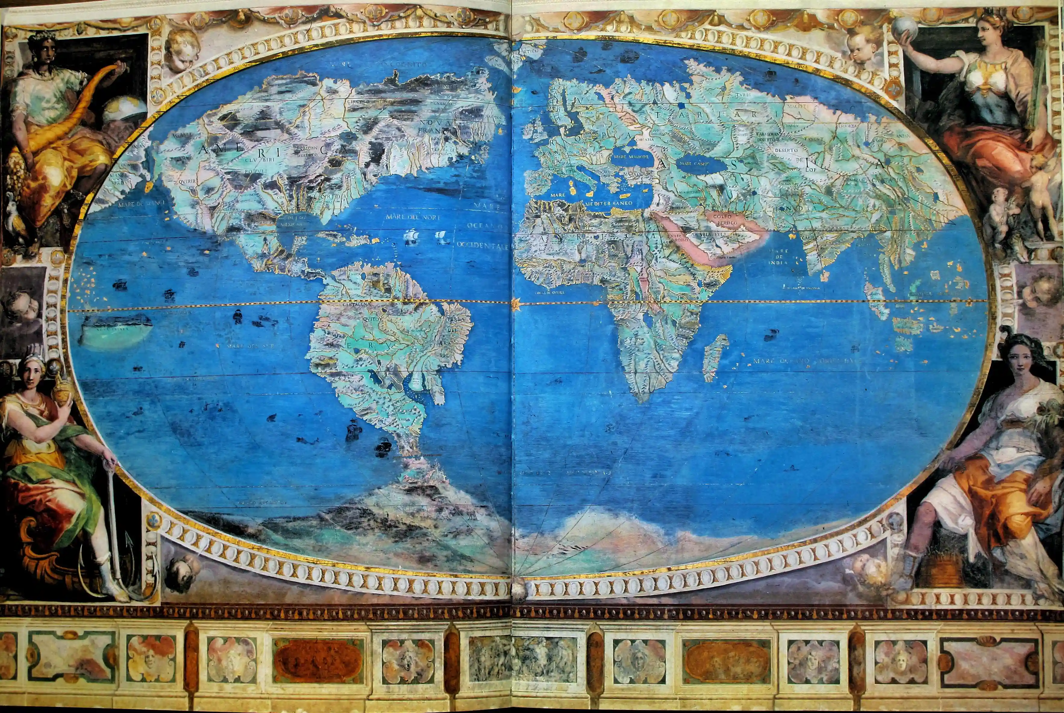 mappamondo di Giovanni Antonio da Varese Sala del Mappamondo Palazzo Farnese Caprarola 1574