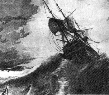 nave Colombo mare tempesta