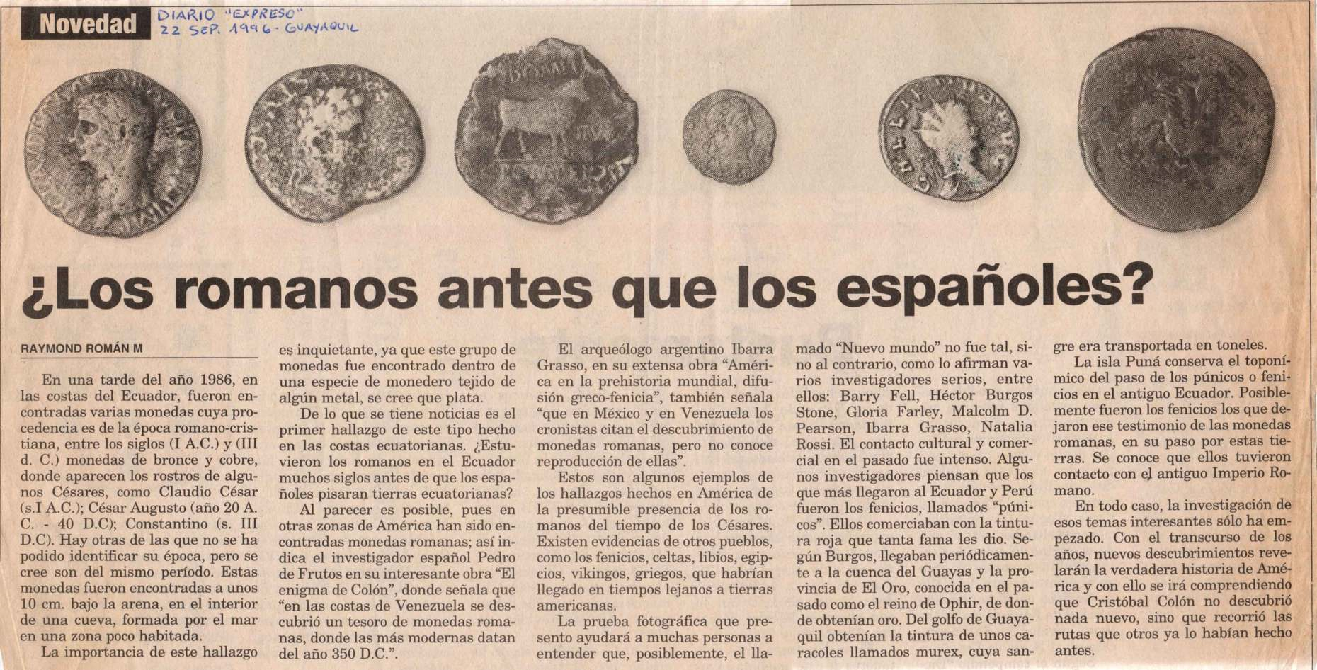 periodico Espreso 22.09.1996 los romanos antes que los espanoles